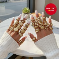 30,  Set Cincin Bintang Berputar Logam 30 Keping untuk Wanita, Koleksi Barang Kemas Fesyen Hip Hop