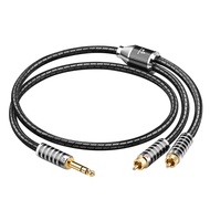 Dây cáp âm thanh chuyên nghiệp HiFi 6.35mm to 2RCA lõi OCC mạ bạc đầu cắm 1/4 inch TRS Stereo sang 2