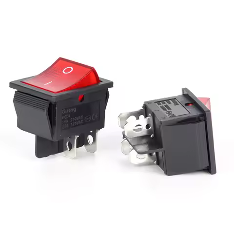 2PCS AC 20A/125V 16A/250V Heavy Duty KCD4 Rocker Switch ON Off DPST 4 Pin With Red Lighted 220V Togg