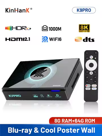 Kinhank Super Console K9PRO Android TV 12.0 Box for 8K@60FPS With Poster Wall WIFI6 HDR10+ HLG Plug 