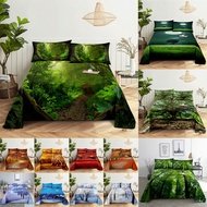 Bed Sheet Pillowcase Bedding Set Linens Cover Senic Queen King Double Size 220x240 Trees for Bedroom