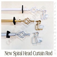 1.2Meter Spiral Curtain Rod Adjustable Extendable Metallic Curtain Rod Thick 3/4" Set With Hook