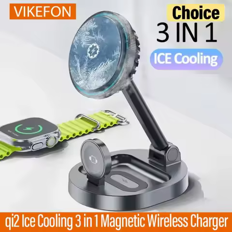 3 in 1 Foldable Fast Charging Station Ice Cooling Magnetic Wireless Charger Stand For Phone 16 15 14