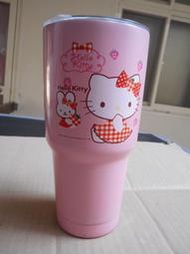 2手~Hello Kitty冰霸杯 不鏽鋼杯 冰壩杯-粉紅色900ml