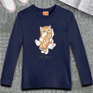 KHATULISTIWA LONG SLEEVE T SHIRT CUTE CAT MEOW GRAPHIC 3XL 5XL WOMEN MEN UNISEX BAJU LENGAN PANJANG