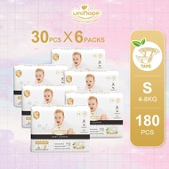 Unihope Natural Pro Baby Diapers Tape Ultra Thin Skin Friendly NB192/S180/M168/L156/XL144 (6 Packs)