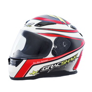 ** 100% Original ** Gracshaw G9009 Grandex Racing Full Face Helmet ( White Red )