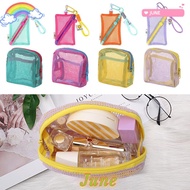 JUNE1 Mesh Cosmetic Bag, Toiletry Large Capacity Storage Bag, Dopamine Color Candy Color Make Up
