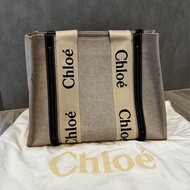 Chloe woody Black Medium tote bag 藍黑色 托特包