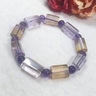 多寶晶石/天然紫黃晶角切桶珠手鍊/黃水晶/頂輪水晶/第八脈輪