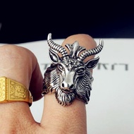 Cincin Kepala Kijang Rusa Banteng / Cincin Kepala Hewan Pria / Cincin Pria Punk Unik Keren - Animal 