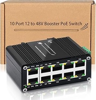 Industrial 10-Port Gigabit PoE Switch, 12–48V DC Input with Built-in Voltage Booster, 8-Port 802.3at