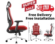 WoKo (Free Installation) Ergonomic Office Chair Red Mesh 2 Way Lumbar Support