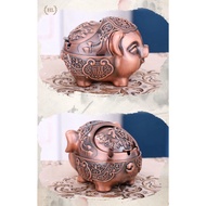 Ashtray The Pig. | Ashtray Traditional New Flower Leaf Flower Synthetic Metal Pig Pattern | Golden Pig Ashtray