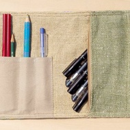 手工彩虹色筆袋 手繪渲染筆袋 手感捲軸 春捲筆袋-筆的水彩色房子