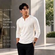 ROO Henley Shirt Long Sleeve T-Shirt for Men & Women Soft & Breathable 100% Cotton