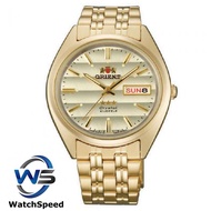 Orient FAB00008C9 Men's 3 Star Standard Gold Tone Gold Dial Automatic Watch FAB00008C