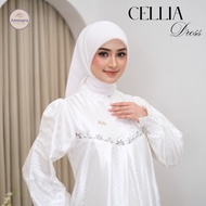 AMMARA FASHION | CELLIA DRESS White Black Silk Jacquard Premium Gamis for Hajj Umrah Manasik Ihram J