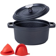 24/26cm Pre-seasoned Cast Iron Dutch Oven With Handles Lid And Silicone Accessories Black Cast Iron 