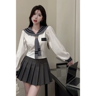 Preppy Style Sea Collar Top Shirt Female Design Niche Long-Sleeved Age-Reducing Student Wear Pure De