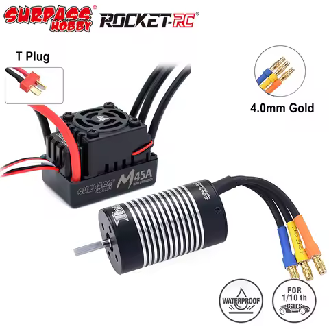 Surpass Hobby Rocket 2845 Waterproof Brushless Motor w/ 45A ESC Combo for 1/12 1/14 RC Car Wltoys 14