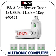 Lindy USB A Port Blocker Lock Green P/N: 40451 (Pack 4pcs USB Port Block + 1 Key ) / Alltronic Compu