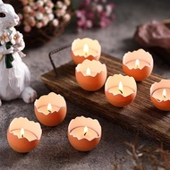 MTLEE 10 Pcs Easter Egg Candles Cute Spring Easter Egg Shaped Candles Smokeless Soy Eggshell with Te