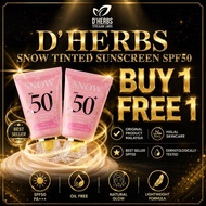 Dherbs Snow Tinted Sunscreen SPF50 Tone Up Sunscreen, UV Protection, Natural Glow 40g