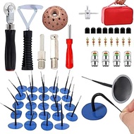 Tire Repair Patch Tool Kit, 24pcs Tire Patch Plugs,Tungsten Buffing Wheel, Inner Liner Scraper,Patch