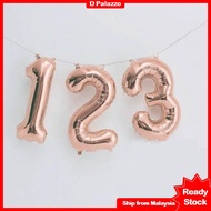 Rose Gold 0-9 Number Balloon Zero to Nine Number Balloon (16 inches)