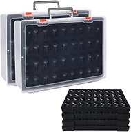 2Pcs Storage Graphic Boxes 144 Slot Sturdy Figurine Suitcase with 2 Layers of Foam，Compatible with D