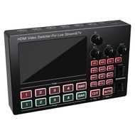 1080P 4 Channel -Compatible Live Video Mixer Live Broadcast Video Switcher 5 Inch Screen Mic Line in