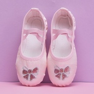 New Children's Dance Shoes Satin Embroidery Crown Cat Paw Shoes