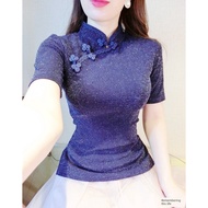cheongsam top modern chinese style woman Special offer navy blue modified ancient cheongsam jacket b