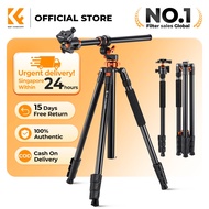 K&F CONCEPT T254A7+BH-28L Video Tripod + Hydraulic Head – Smooth Motion, Detachable into Monopod