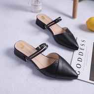 Giày búp bê giày sục nữ 2 quai ngang 2 màu kem và đen