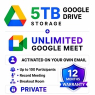 Gemini AI Pro 5TB Google Storage, Google Meet (Unlimited Meeting, Record, 100 Participant)