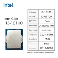 Intel I3 12100 CPU For H610/B660