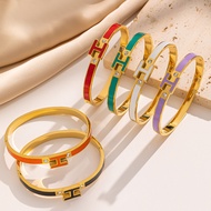 Enamel Color Letter H Bracelet Female Stainless Steel Buckle European American Trend h Bracelet Stai