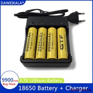 New 18650 battery 3.7 V 9900mAh Li ion rechargeable battery 18650 batery +1pcs 18650 battery charger intelligent .