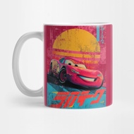 Retro Sunset Lightning McQueen Poster - Lightning McQueen Tea Mug