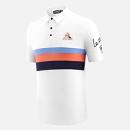 Men's quick-drying stretch short-sleeved golf t-shirt summer rainbow corporate golf sweatshirt breathable and comfortable jersey J.LINDEBERG Titleist DESCENNTE Korean Uniqlo ✱