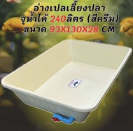 อ่างเปลเลี้ยงปลา 240 ลิตร สีครีมครบชุดพร้อมเลี้ยง ขนาด 93x130x28cm ระบบoverflow ตู้ปลา อ่างเปลเลี้ยง