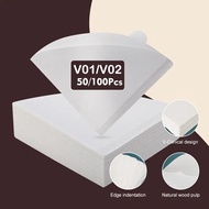50/100pcs Disposable Coffer Filters Paper Natural Cone V-Shaped Filter for Pouring and Dripping Coff