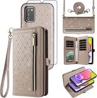 Phone Case for Samsung Galaxy A03s US Version 5G 2022 Zipper Wallet Detachable Cell Cover Screen Pro