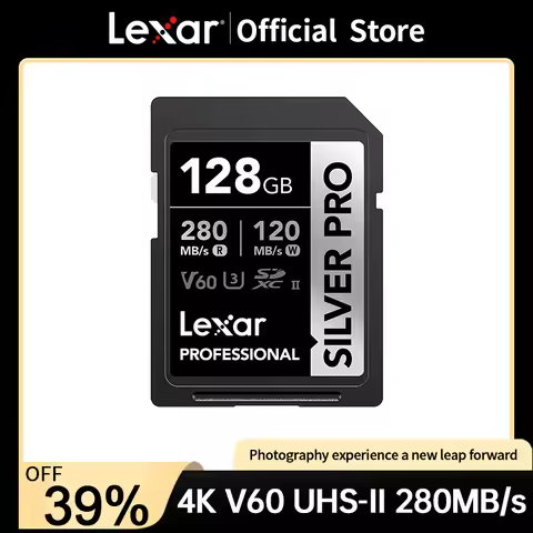 Lexar SILVER PRO SD Cards C10 U3 V60 4K Camera Memory Card UHS-II High-speed DSLR Camera Memory Card