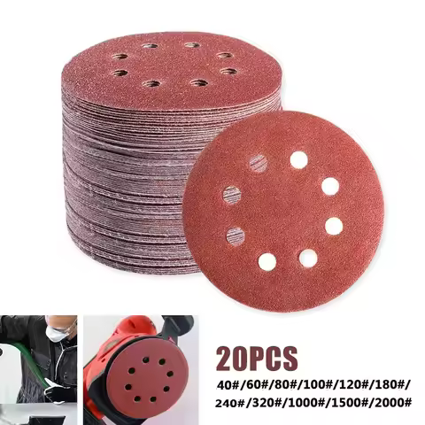 20pcs 5 Inch 125mm Flocking Sandpaper For Woodworking Metal Automotive Applications Easy To Use And 