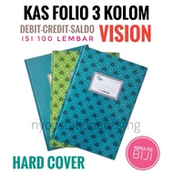 FOLIO CASH BOOK 3 COLUMNS HARD COVER VISION DEBIT CREDIT BALANCE CONTENTS 100 SHEETS