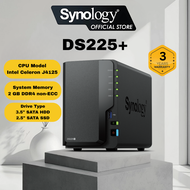 Synology DS225+ NAS DiskStation 2-Bays Enterprise NAS with Dual-Core Processor Backup Storage for Ho