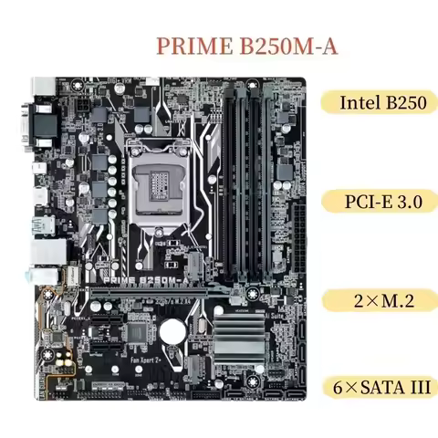 64GB LGA 1151 DDR4 Micro ATX Mainboard For ASUS PRIME B250M-A Motherboard 100% Tested Fast Ship
